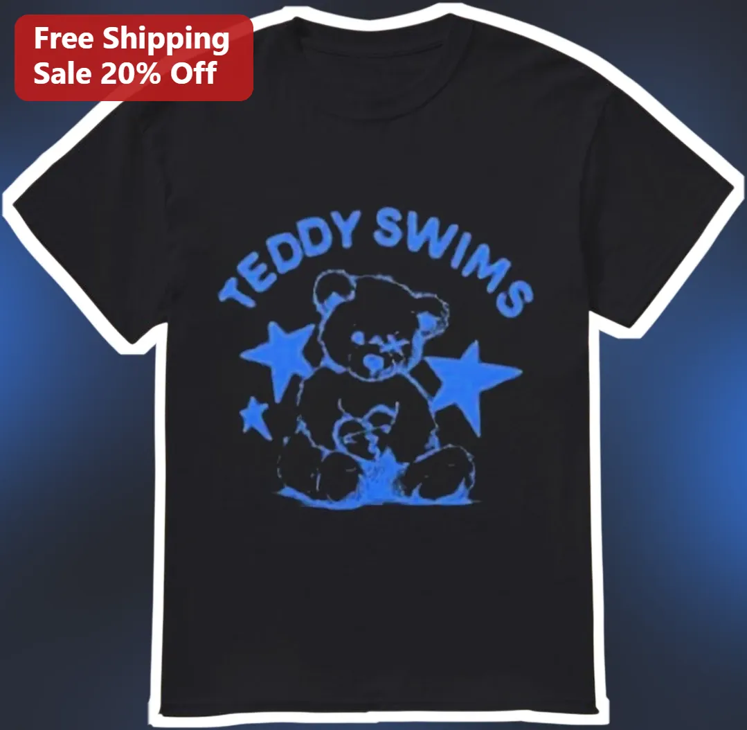 Teddy Swims Vintage Band Tee Distressed Blue Bear Graphic T-Shirt