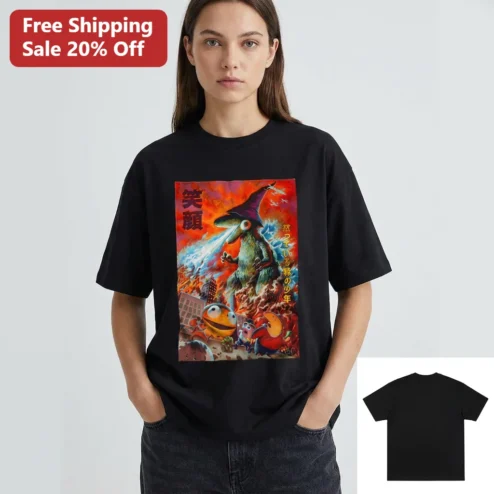 Tee Kaiju Wizard Monster Graphic T-Shirt Retro Japanese Poster Art Anime Streetwear Gift