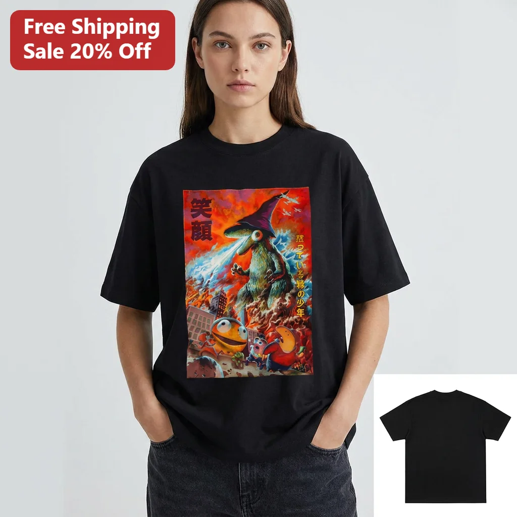 Tee Kaiju Wizard Monster Graphic T-Shirt Retro Japanese Poster Art Anime Streetwear Gift
