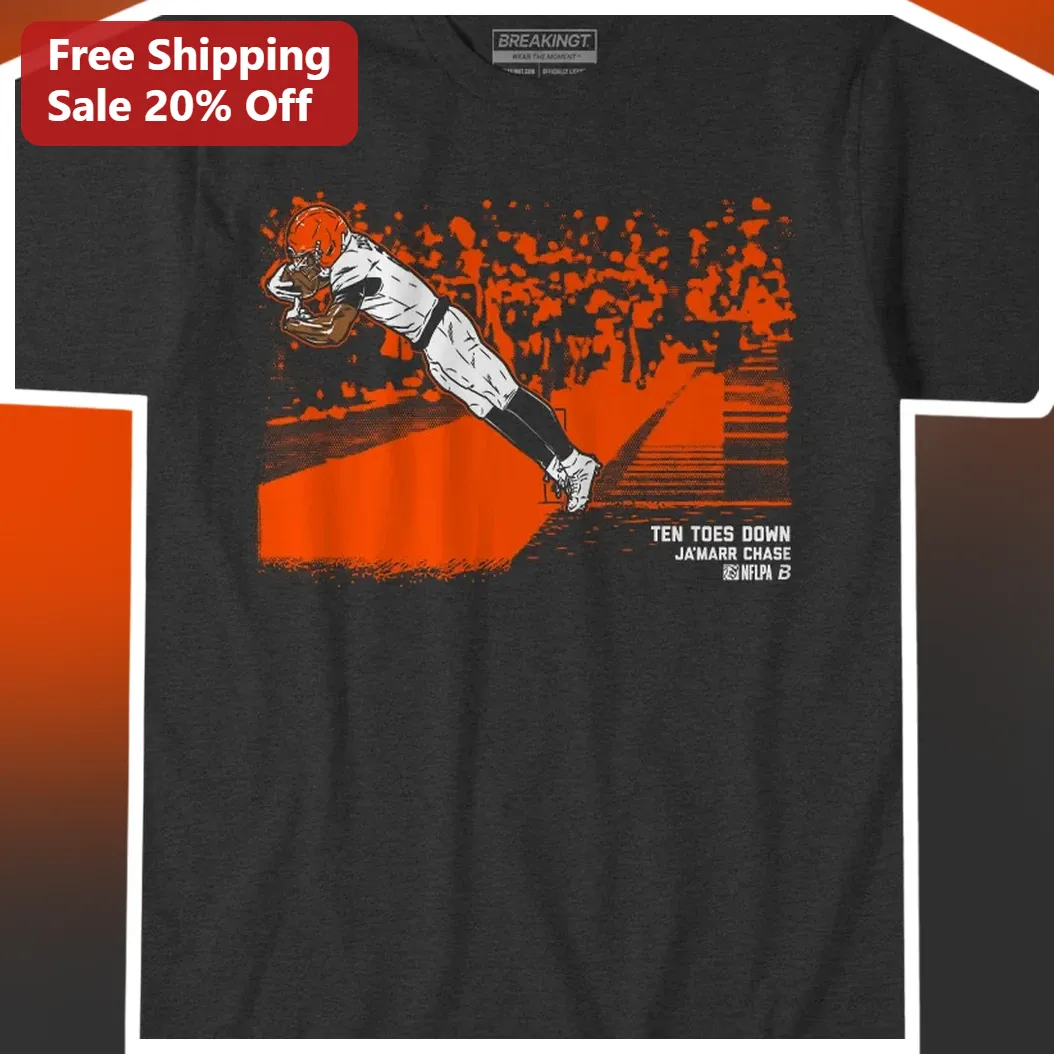 Ten Toes Down Ja'Marr Chase Vintage Football Player Graphic Tee