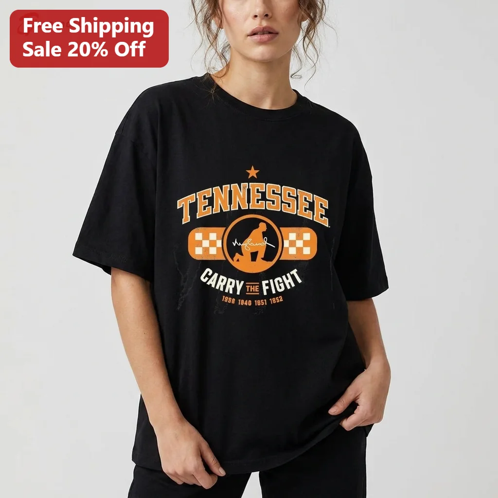 Tennessee Carry The Fight 1938 1940 1951 1952 Tee, Robert Neyland Signature Vintage Football Graphic Shirt