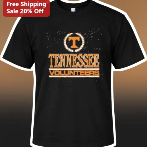Tennessee Volunteers Vintage Distressed Collegiate Tee Black Cotton Fan Gear