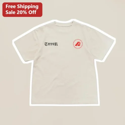 Terror Tee Gothic Streetwear Graphic T-Shirt Minimal Cream Cotton Shirt for Alternative Fashion