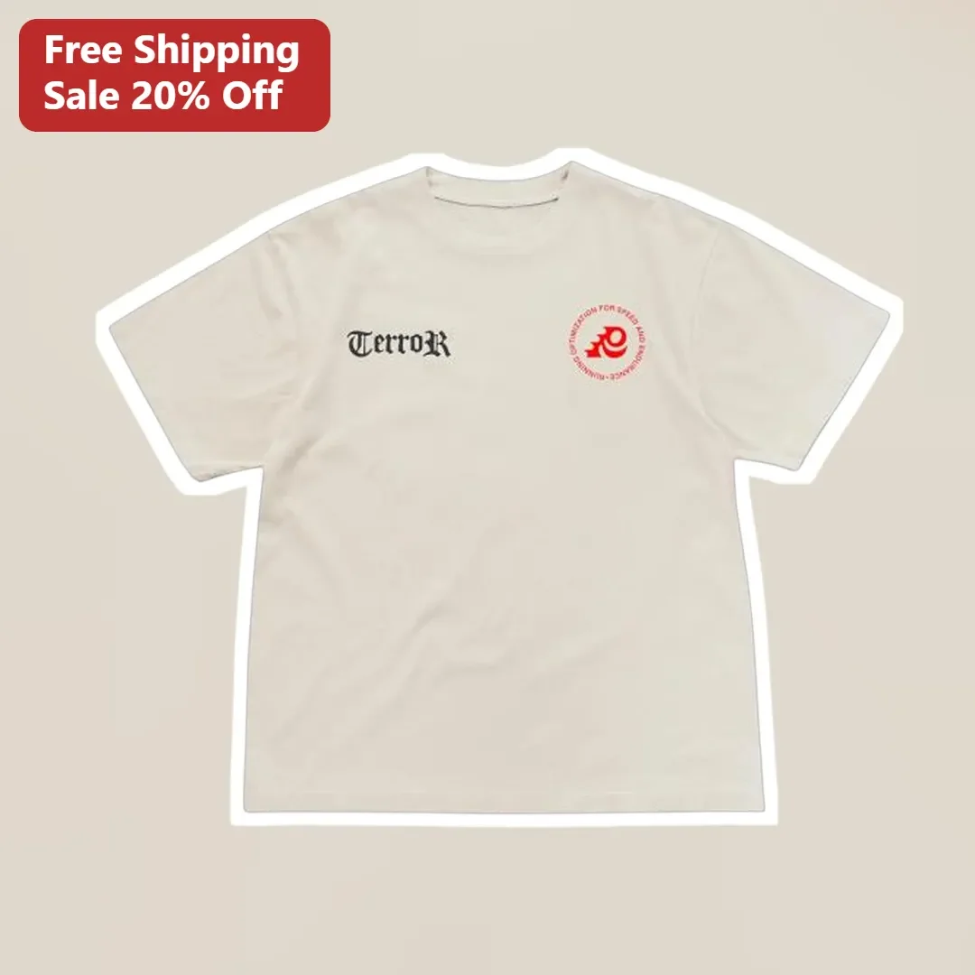 Terror Tee Gothic Streetwear Graphic T-Shirt Minimal Cream Cotton Shirt for Alternative Fashion