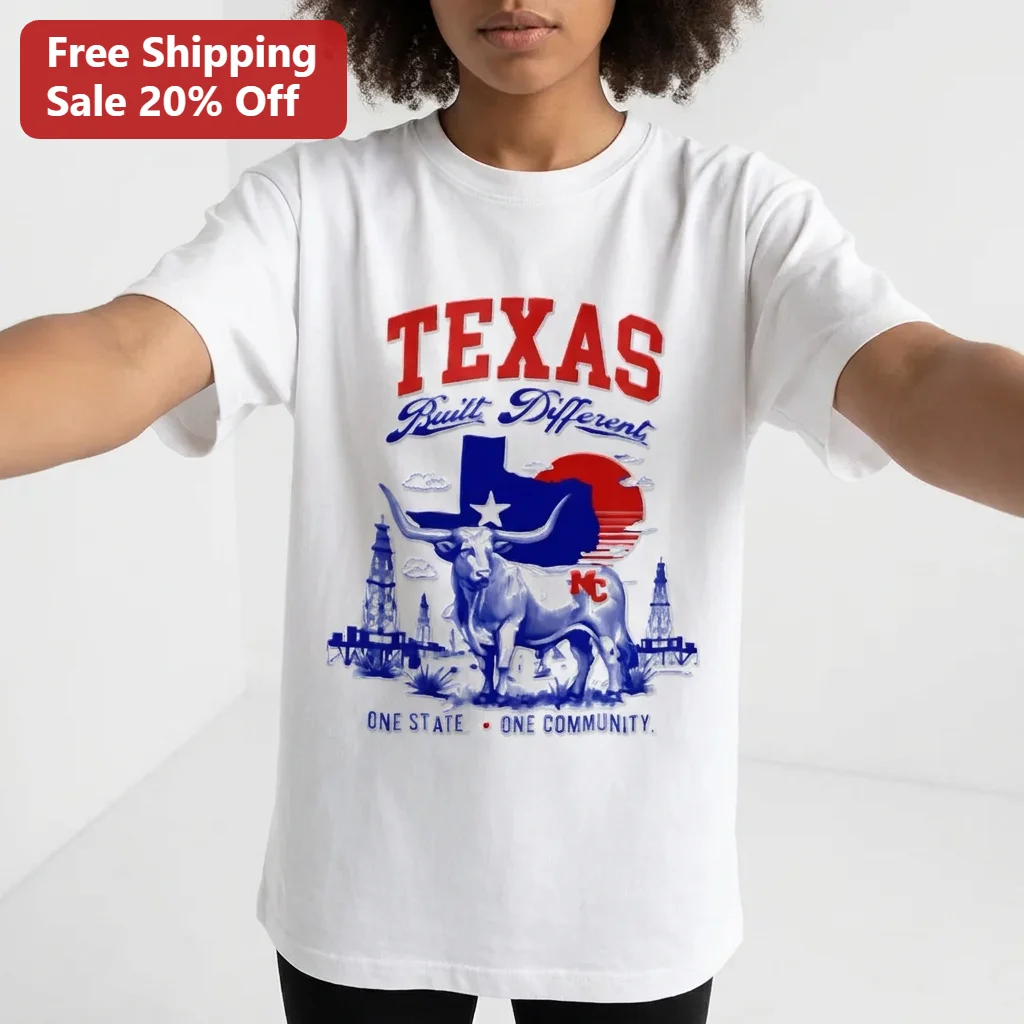 Texas Built Different One State One Community Longhorn Graphic Tee, Texas Pride Gift for Texans