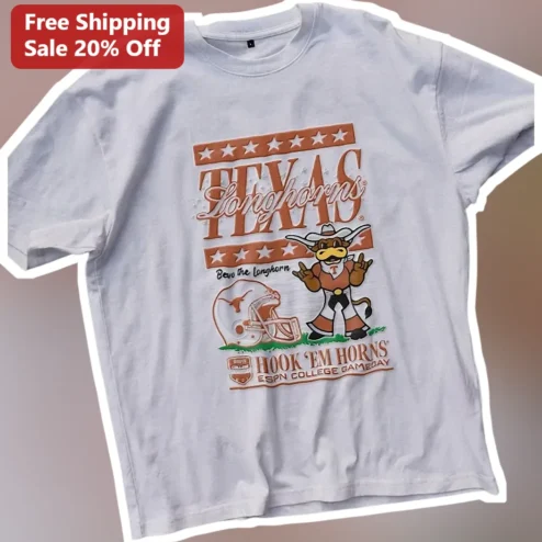 Texas Longhorns Bevo Hook Em Horns Vintage College Gameday Tee
