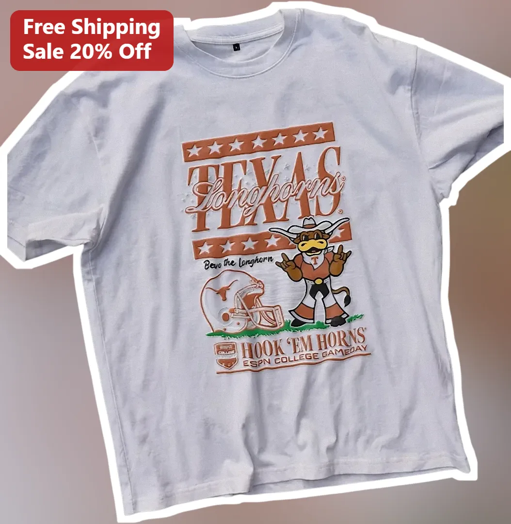 Texas Longhorns Bevo Hook Em Horns Vintage College Gameday Tee