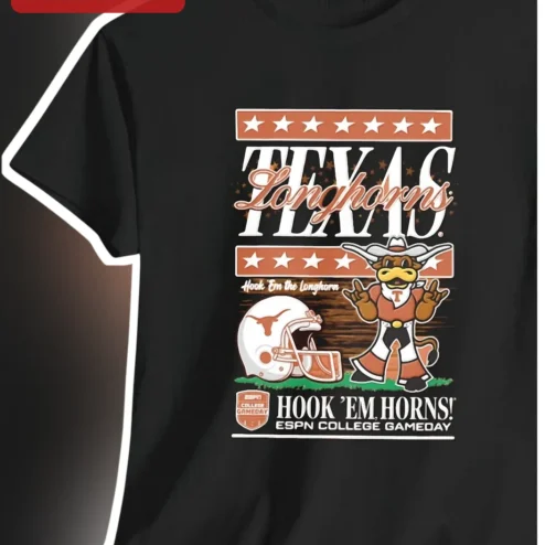 Texas Longhorns Hook Em Horns ESPN College Gameday Bevo Mascot Tee