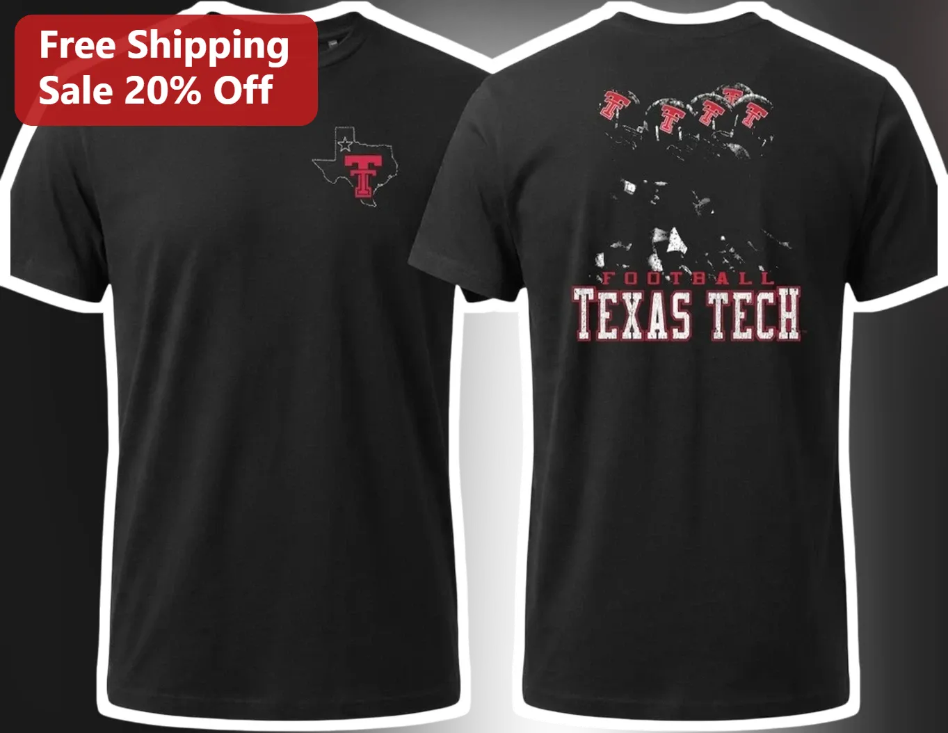 Texas Tech Football Vintage Distressed Double T Logo Graphic Tee