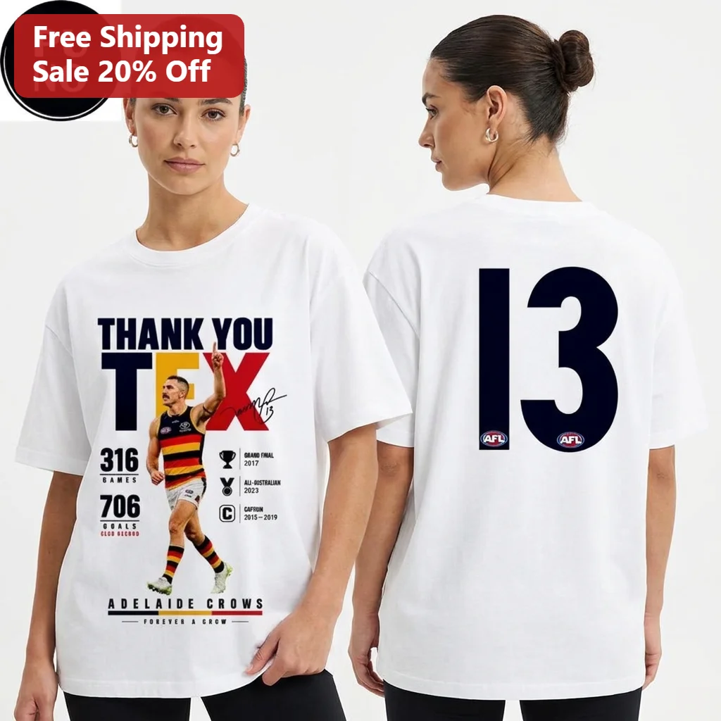 Thank You Tex Taylor Walker Adelaide Crows Tribute Tee, Goals Club Record Games Grand Final 2017 Gift for AFL Fans
