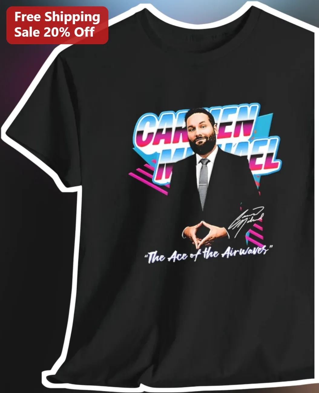 The Ace of the Airwaves Retro Synthwave Radio Host Tee for DJs and Podcasters