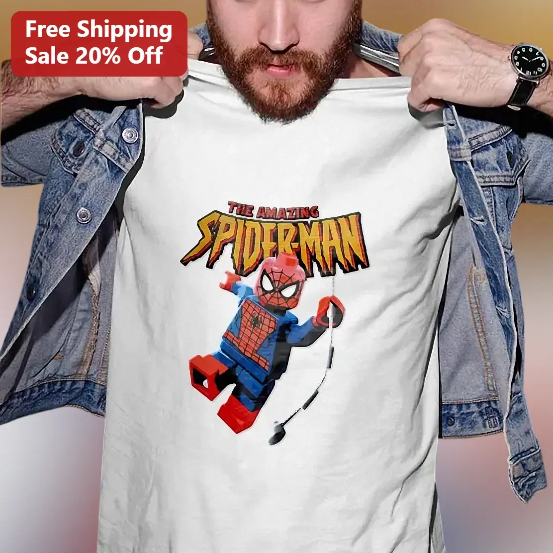 The Amazing Spider-Man Lego Graphic Tee Marvel Comic Book Superhero Shirt