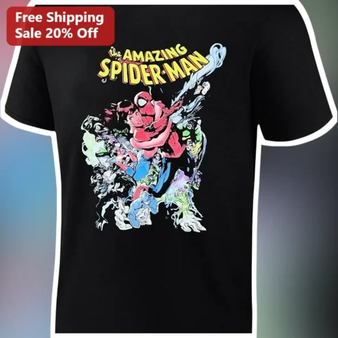 The Amazing Spider-Man Tee Classic Comic Art Graphic Shirt for Men Women Marvel Fans