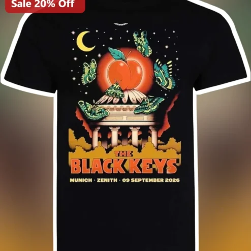 The Black Keys Tee Surreal Apple Moth Graphic Vintage Band Merch Shirt