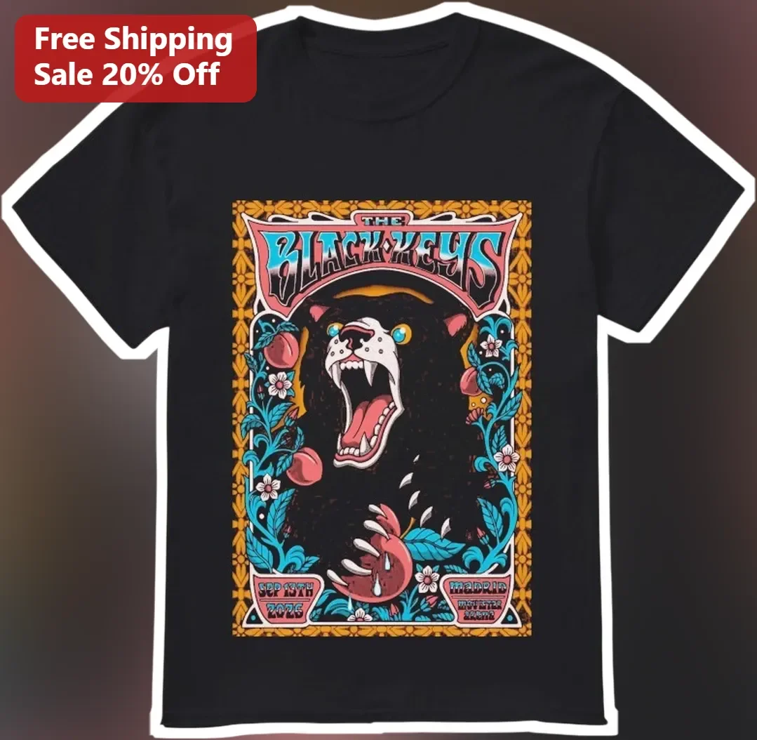 The Black Keys Tee Vintage Psychedelic Bear Graphic T-Shirt Rock Band Merch