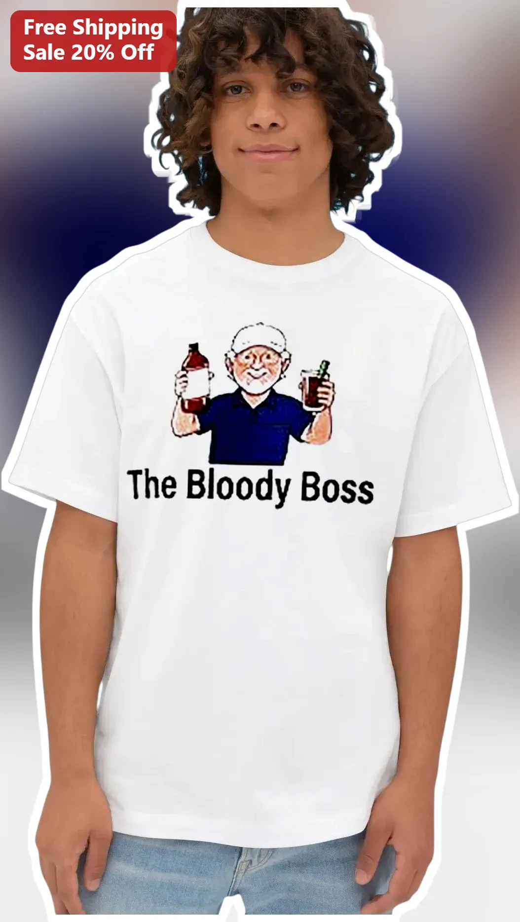 The Bloody Boss Tee Funny Drinking Humor Graphic T-Shirt for Men Grandfather Gift