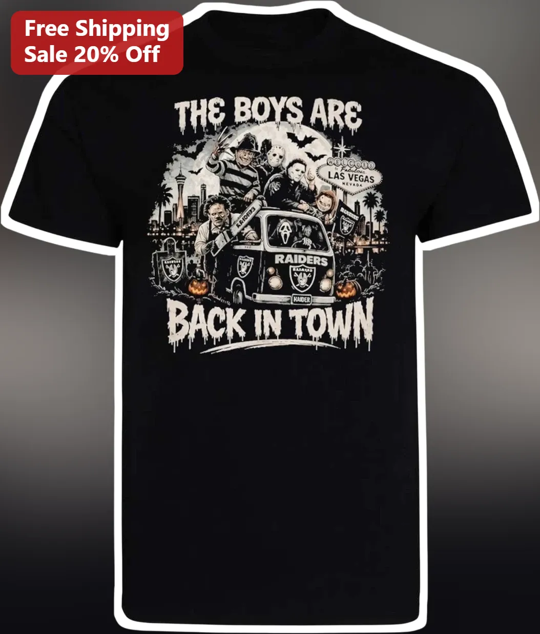 The Boys Are Back In Town Las Vegas Raiders Horror Slasher Vintage Graphic Tee