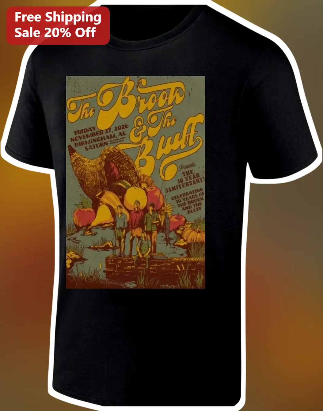 The Brook The Bluff Celebrating 10 Years Vintage Concert Poster Graphic Tee