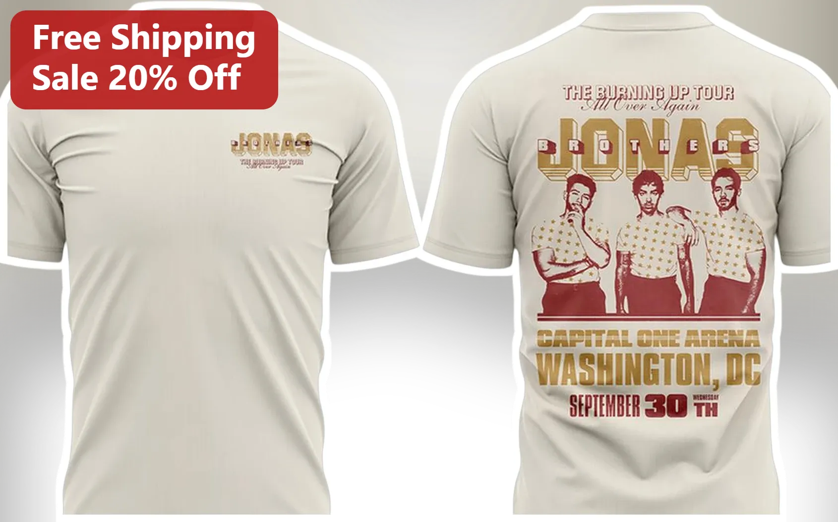 The Burning Up Tour All Over Again Jonas Brothers Vintage Graphic Tee