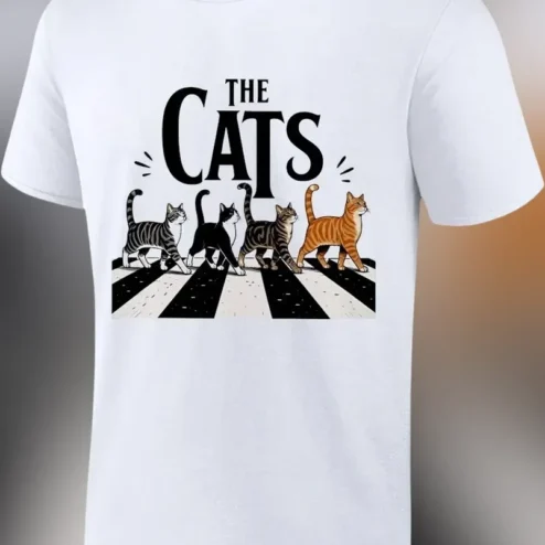 The Cats Tee Funny Abbey Road Parody Cat Lover Graphic Shirt for Women Men