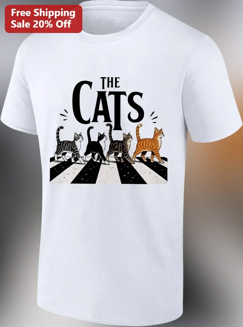 The Cats Tee Funny Abbey Road Parody Cat Lover Graphic Shirt for Women Men