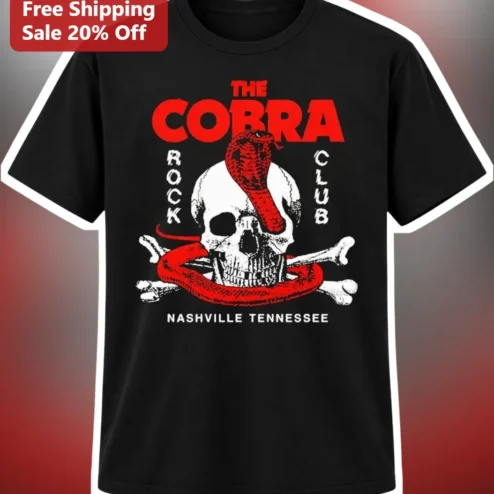 The Cobra Rock Club Nashville Tennessee Tee Vintage Snake Skull Graphic Shirt