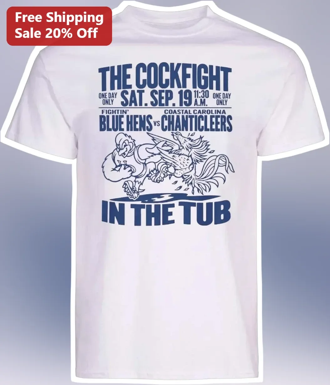The Cockfight in the Tub Blue Hens vs Chanticleers Vintage Rooster Rivalry Graphic Tee
