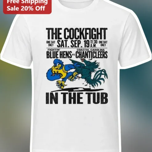 The Cockfight in the Tub Tee Vintage College Mascot Fight Graphic Shirt for JMU CCU Fans