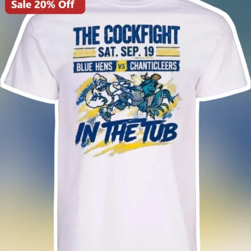 The Cockfight in the Tub Vintage Rooster Fight Graphic Tee Funny Punny Chicken Shirt