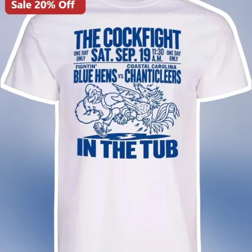 The Cockfight in the Tub Vintage Rooster Fight Graphic Tee Retro College Sports Humor Shirt