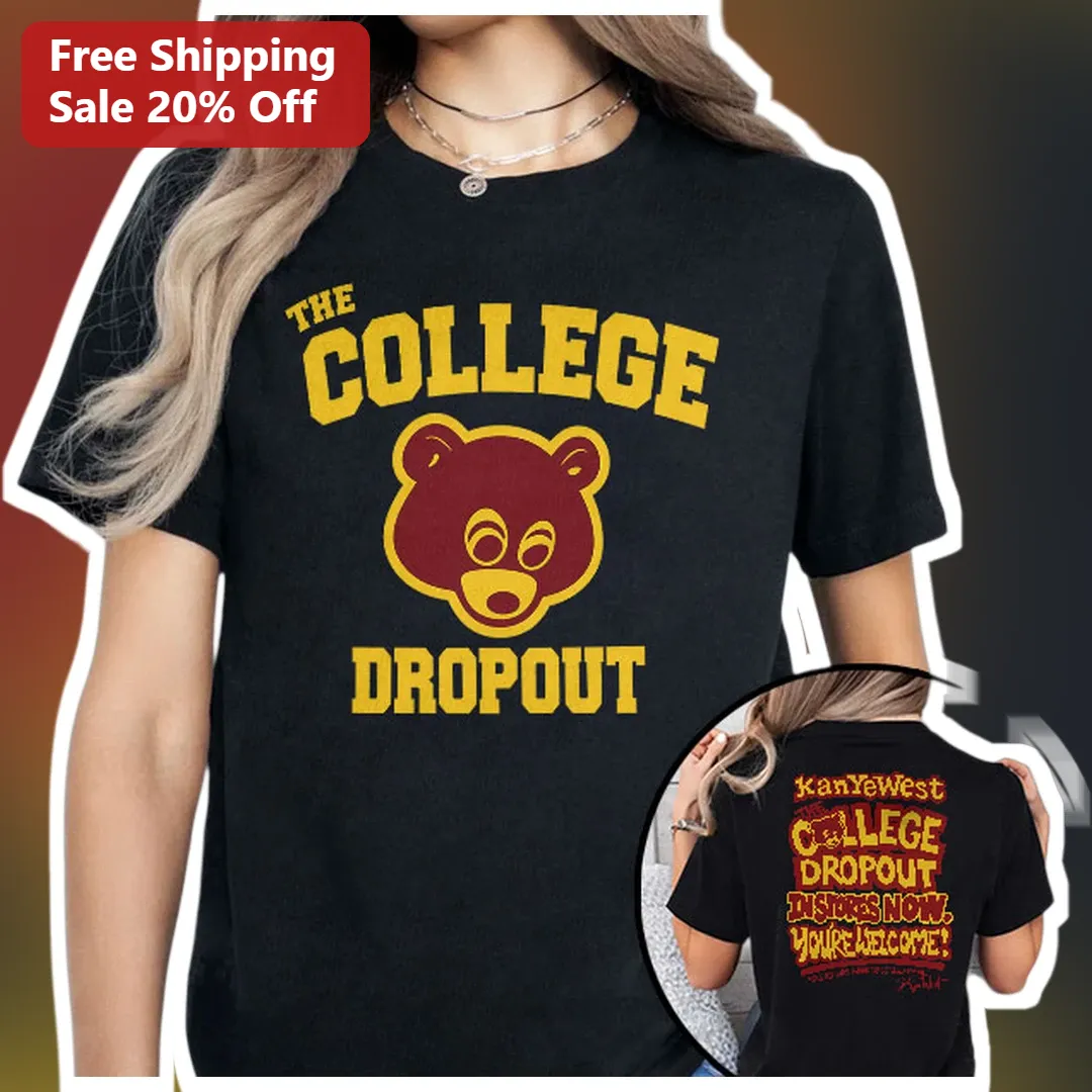 The College Dropout Kanye West Bear Logo Graphic Tee Hip Hop Album Art Shirt