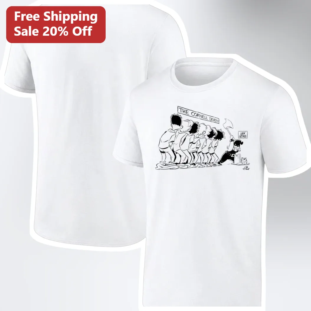 The Cornell Seven Lady Justice Graphic Tee Political Satire Commentary Shirt