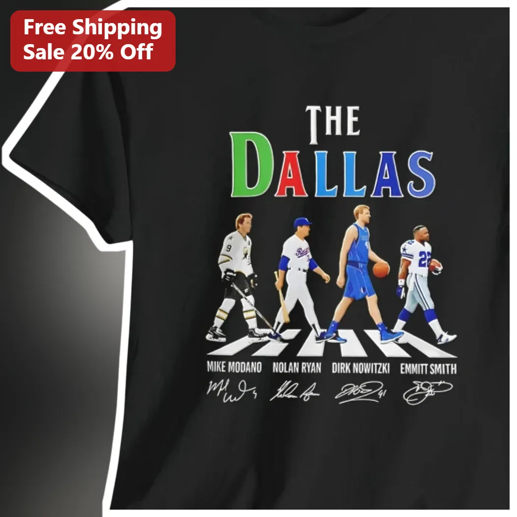 THE DALLAS Tee Dallas Sports Legends Abbey Road Parody Graphic T-Shirt for Men Women