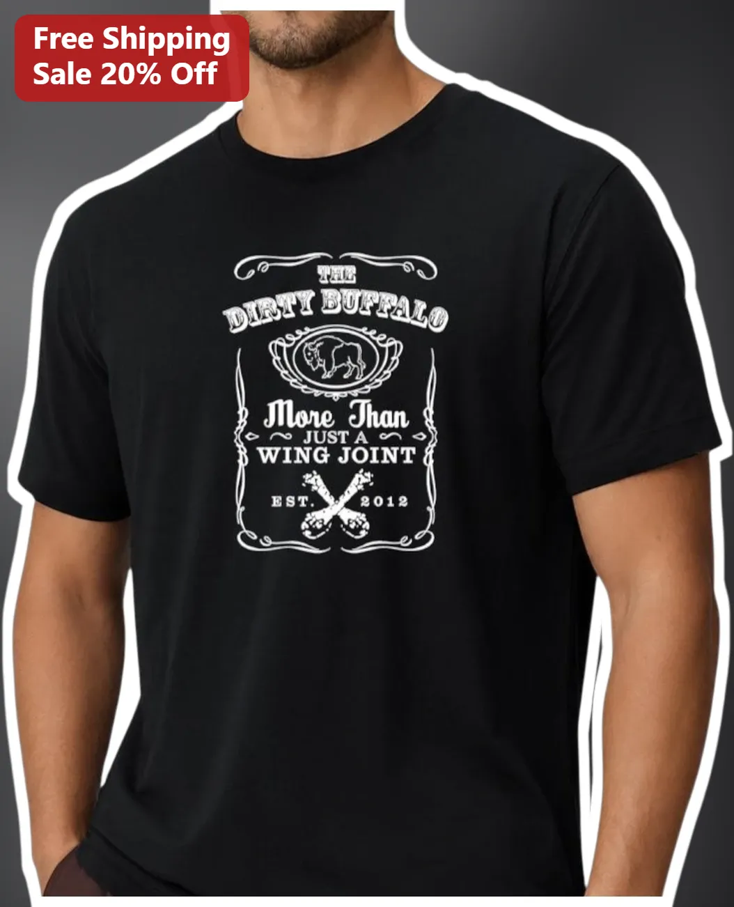 The Dirty Buffalo More Than Just A Wing Joint Est. 2012 Vintage Logo Graphic Tee