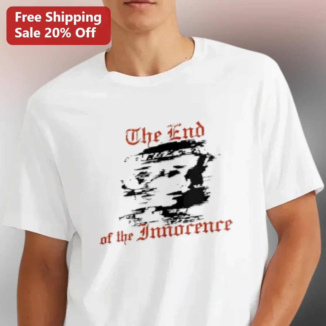 The End of the Innocence Tee Gothic Grunge Distorted Portrait Graphic Tee for Dark Comedy Series Fans