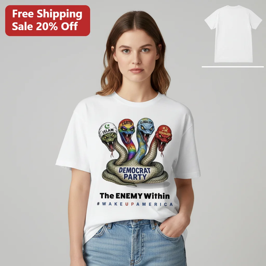 The Enemy Within Wake Up America Political Tee, Democrat Party Snake Satire Shirt Gift for Conservatives