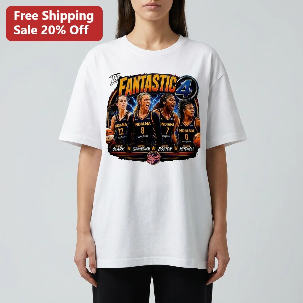 The FANTASTIC 4 Tee Indiana Fever Caitlin Clark WNBA Basketball Graphic Shirt