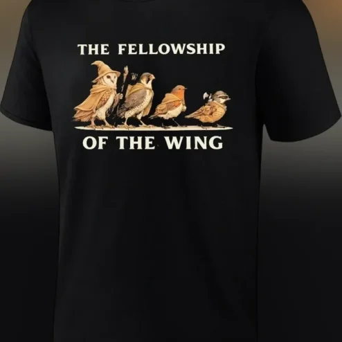 The Fellowship of the Wing Tee Lord of the Rings Bird Parody Graphic Shirt for Fantasy Fans