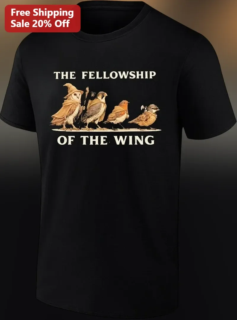 The Fellowship of the Wing Tee Lord of the Rings Bird Parody Graphic Shirt for Fantasy Fans