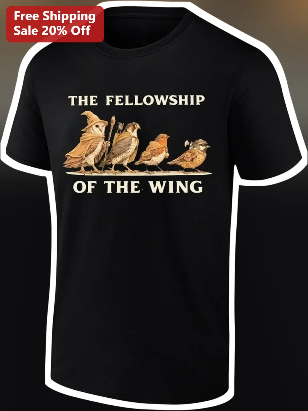 The Fellowship of the Wing Tee Lord of the Rings Parody Bird Graphic Shirt for Fantasy Fans