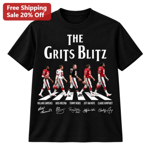 The Grits Blitz Defense Tee, 1977 Atlanta Football Legends Tommy Nobis Claude Humphrey Graphic Shirt