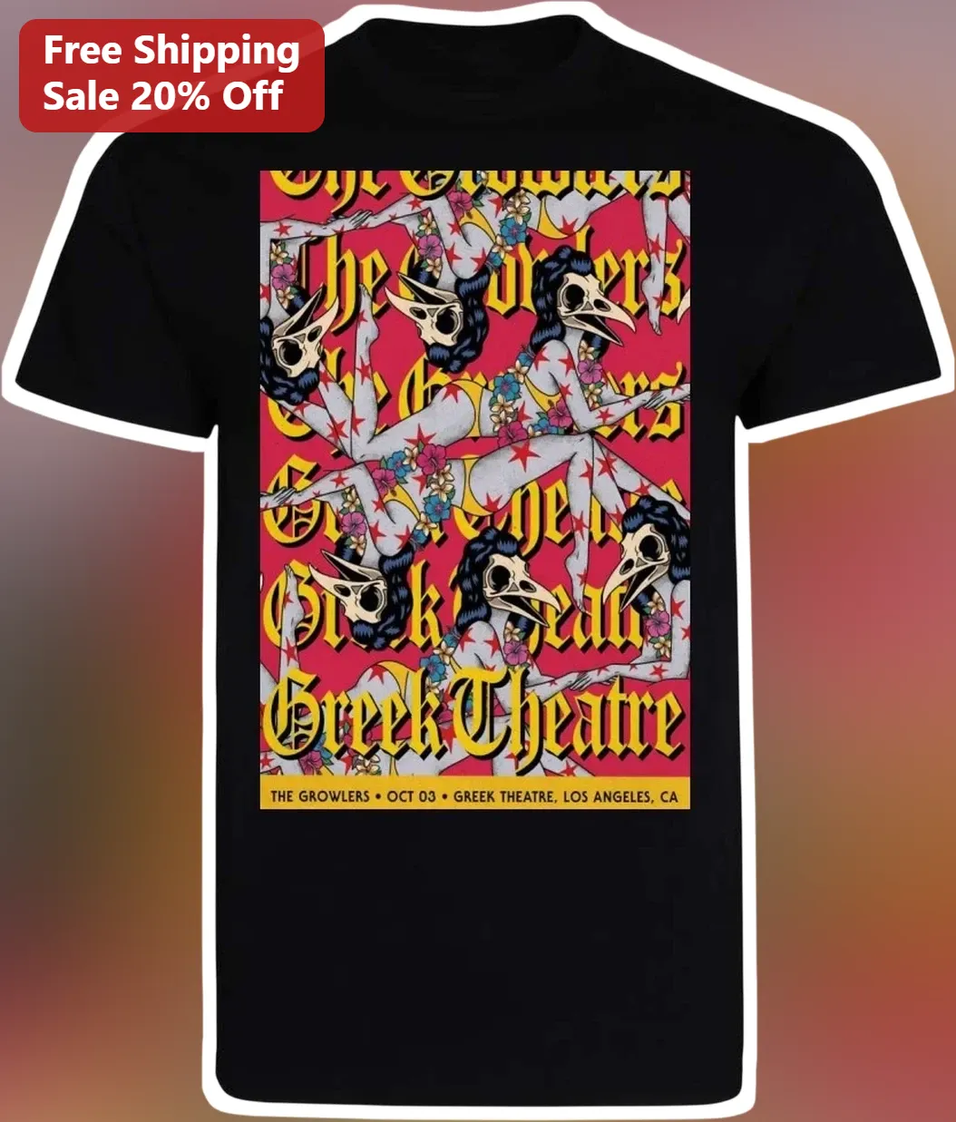 The Growlers Greek Theatre Tee Indie Rock Concert Poster Graphic Shirt