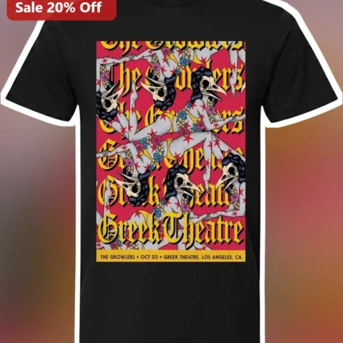The Growlers Greek Theatre Tee Vintage Indie Rock Band Merch Black Graphic T-Shirt