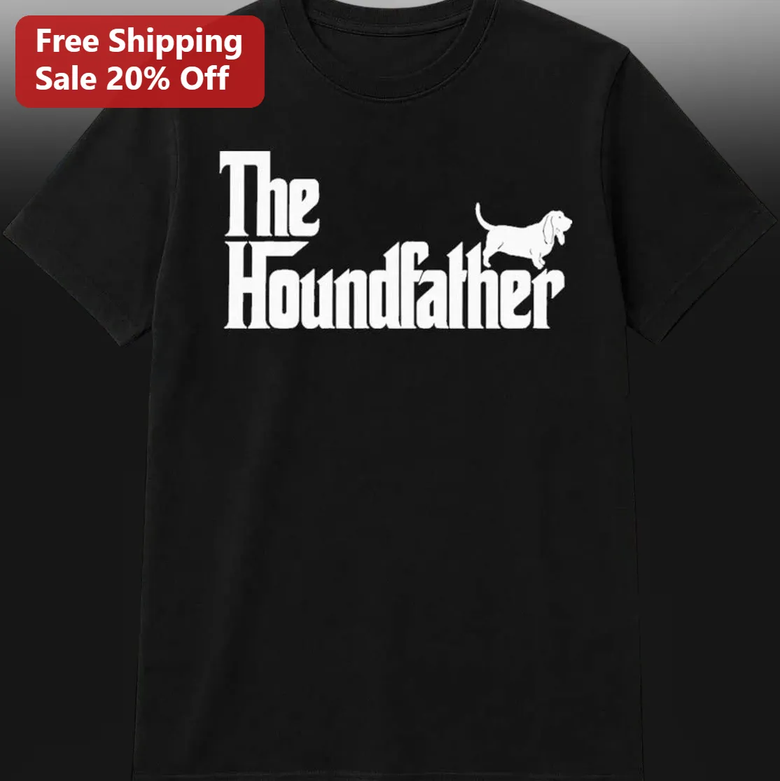 The Houndfather Tee, Funny Basset Hound Dad Shirt, Godfather Parody Dog Lover Gift for Men