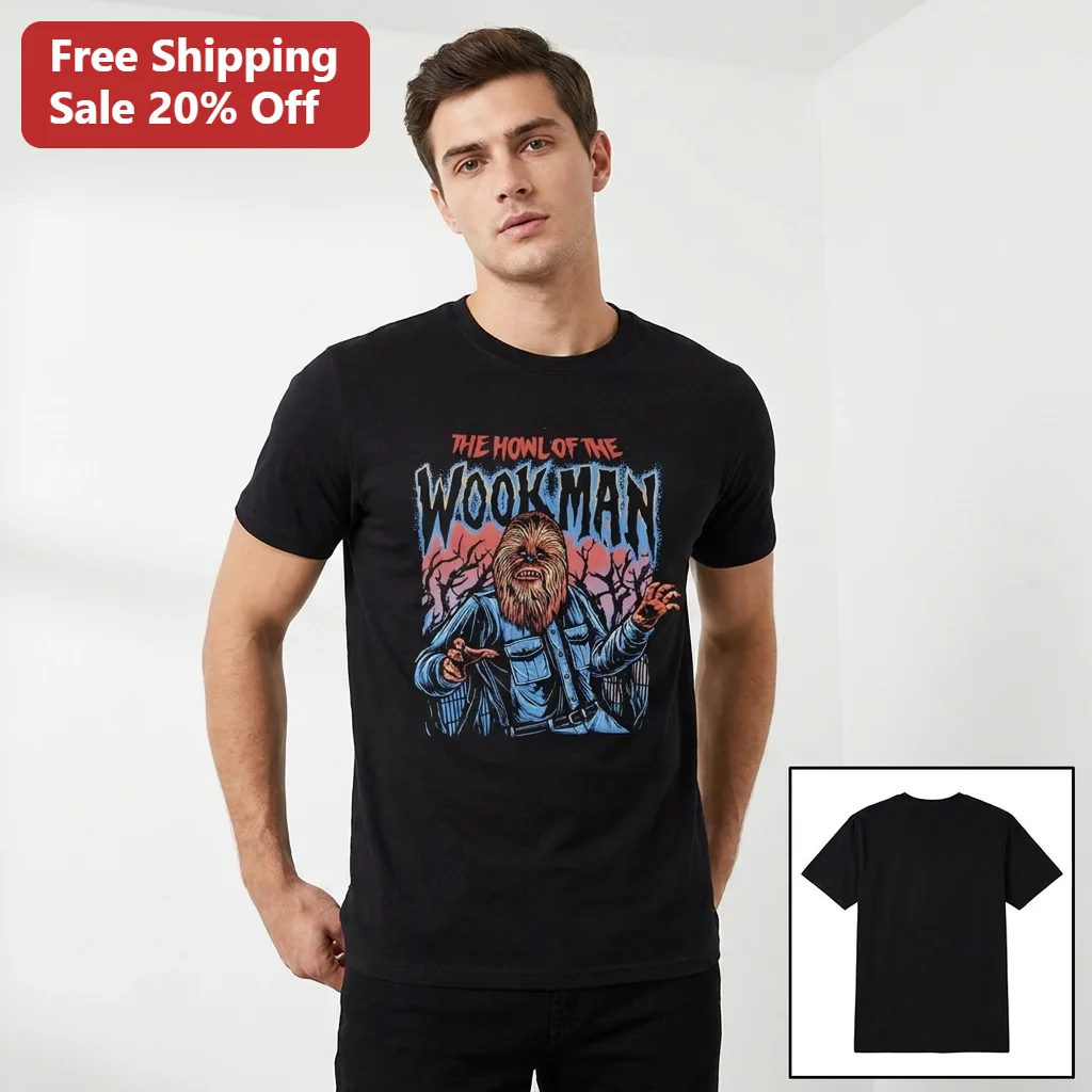 The Howl of the Wook Man Chewbacca Werewolf Tee, Retro Horror Movie Poster Halloween Graphic Shirt