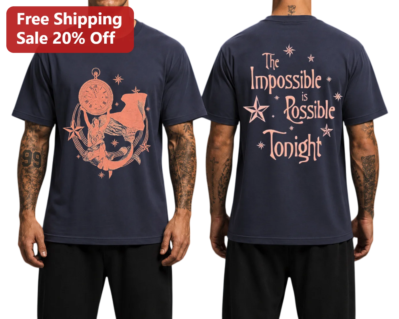 The Impossible is Possible Tonight Vintage Celestial Graphic Tee Motivational Quote Shirt for Men Women