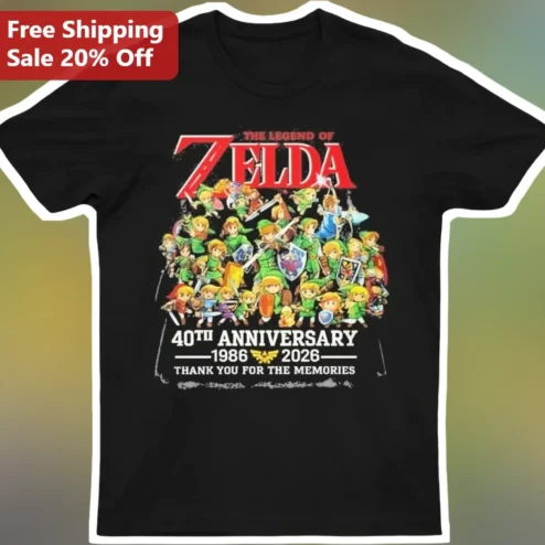 The Legend of Zelda 40th Anniversary Link Retro Gaming Tee Thank You For The Memories