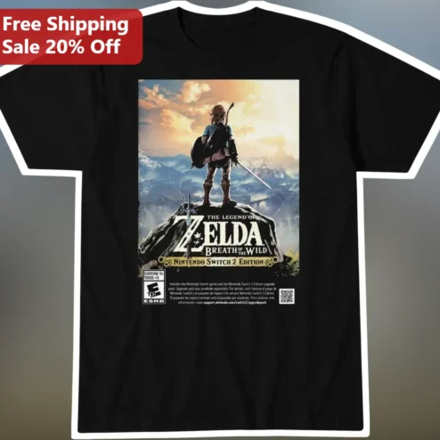 The Legend of Zelda Breath of the Wild Link Nintendo Switch 2 Edition Graphic Tee for Gamers