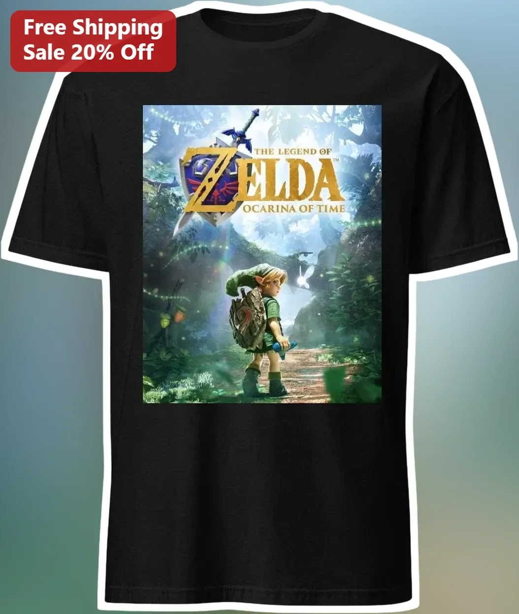 The Legend of Zelda Ocarina of Time Tee Link Hyrule Retro Gaming Shirt