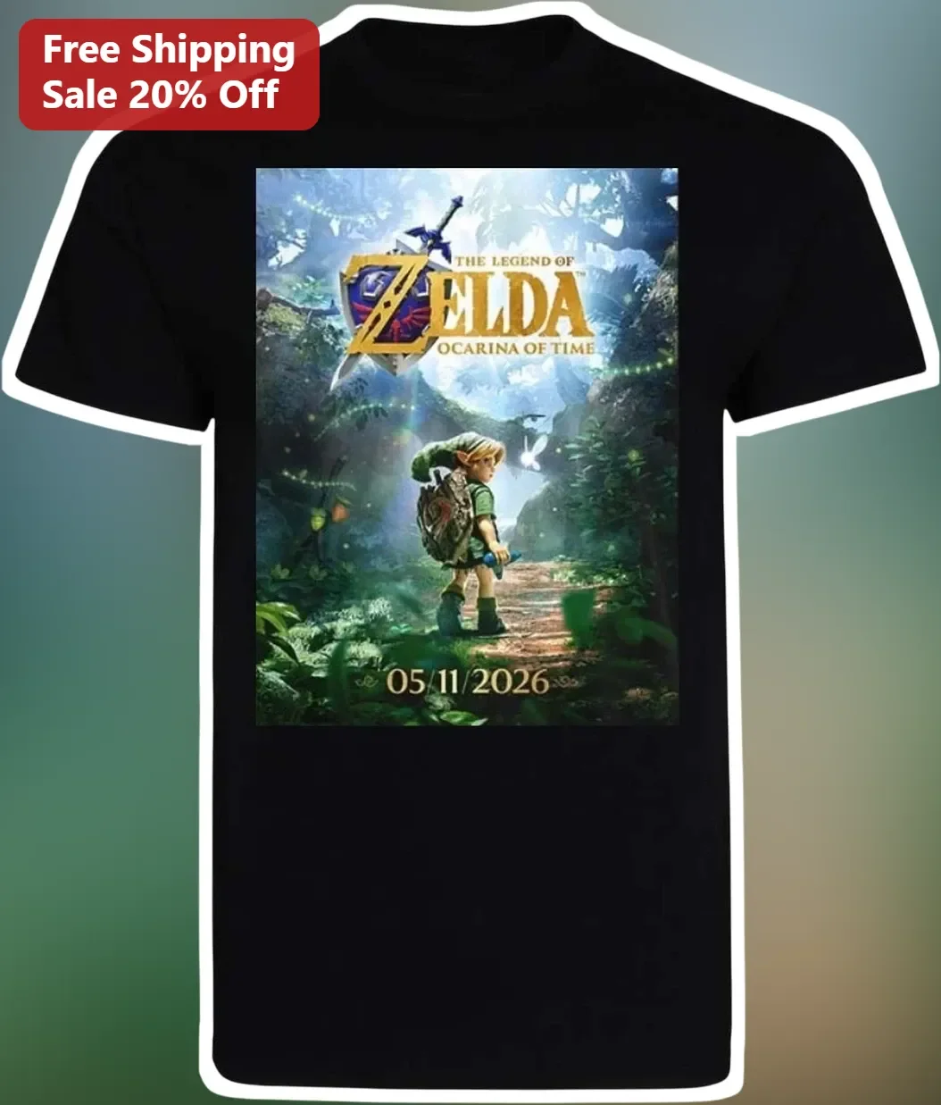 The Legend of Zelda Ocarina of Time Tee Link Master Sword Graphic Shirt for Gamers